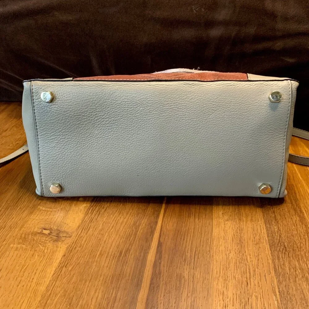 REBECCA MINKOFF Colorblock Chevron Satchel Big Regan Handbag Leather Purse Bag - Picture 5 of 14